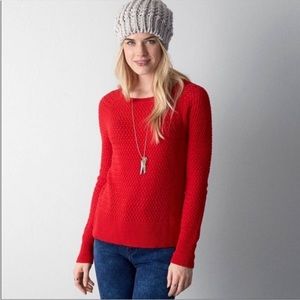 American Eagle Red Knit Zip Back Sweater